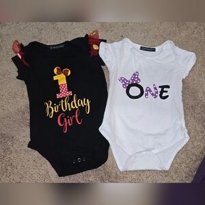 Disney Inspired Baby Birthday Bodysuits Set For 1st Birthday